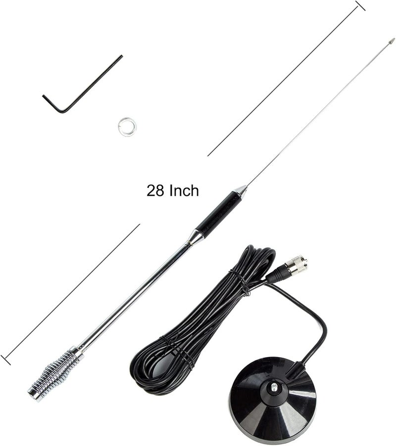 LUITON CB Antenna 28 inch 27 Mhz CB Radio Antenna Full Kit with Heavy Duty Magnet Mount Mobile/Car Radio Antenna Compatible with President Midland Cobra Uniden Anytone by - Image 1